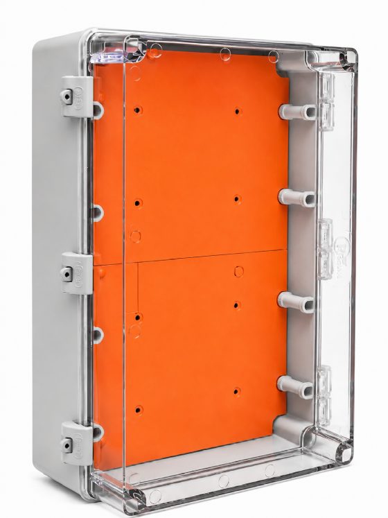 Quadro de Comando de Sobrepor PVC IP68 450 x 300 x 200 mm Tampa Transparente Completa 888266 Rohdbox Rohdina