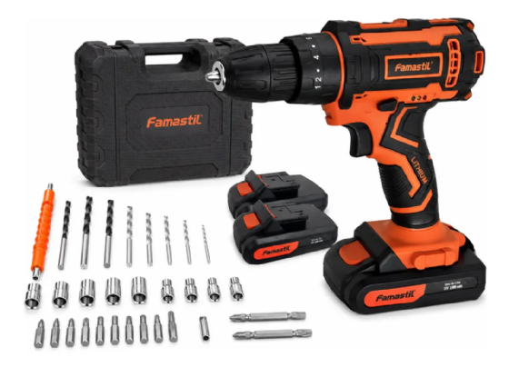 PARAFUSADEIRA E FURADEIRA FAMASTIL 3/8 C/ACESSORIOS 12V C/IMPACTO F23.07