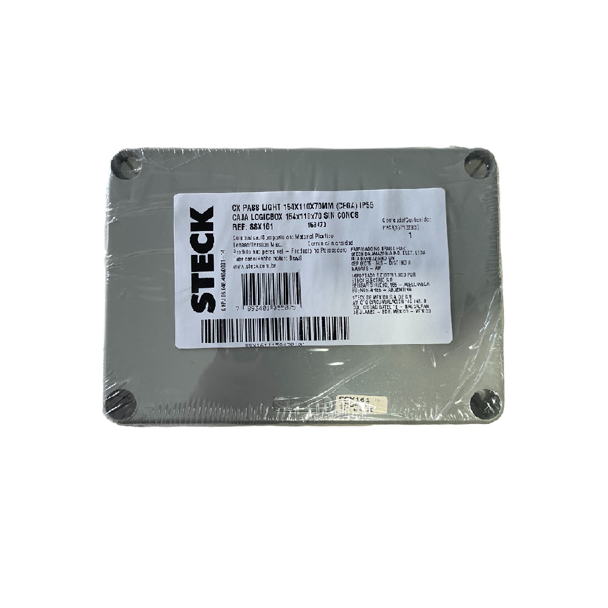 Caixa de Passagem Light de Sobrepor em PVC 102 x 102 x 55 mm IP55 SSX111 Steck
