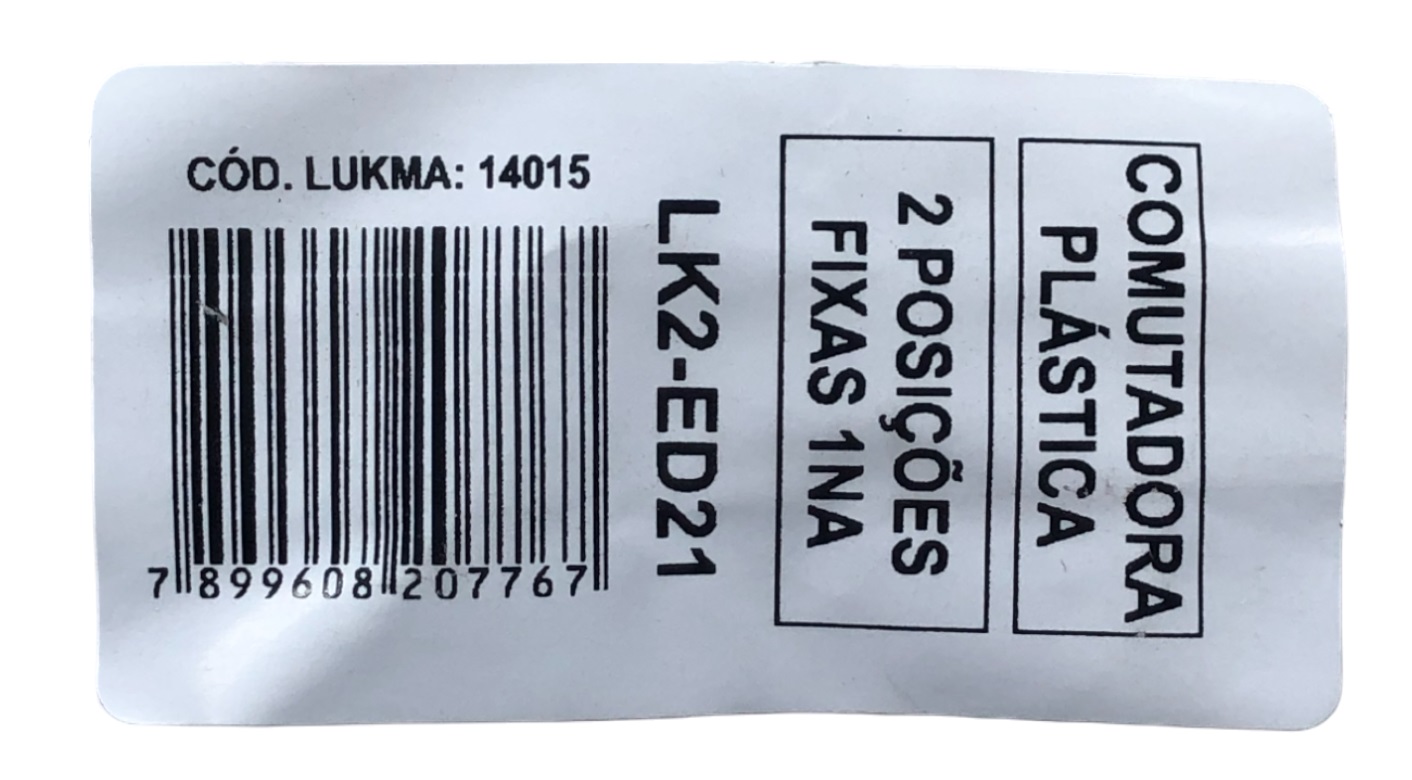 Chave Comutadora 2 Posições Fixas 1NA LK2-ED21 14015 Lukma