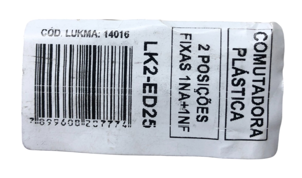 Chave Comutadora 2 Posições Fixas 1NA+1NF LK2-ED25 14016 Lukma