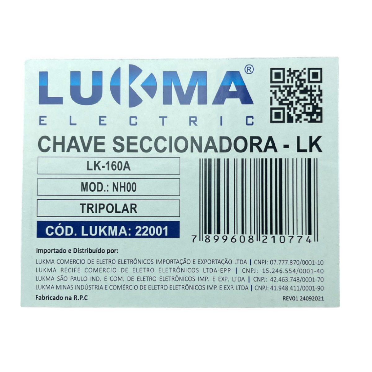 Chave Seccionadora para Fusível NH-00 160 A 22001 Lukma