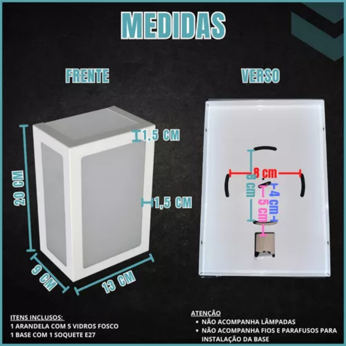 Arandela de Vidro Vitória 1 x E27 AR105/1 Kin Light