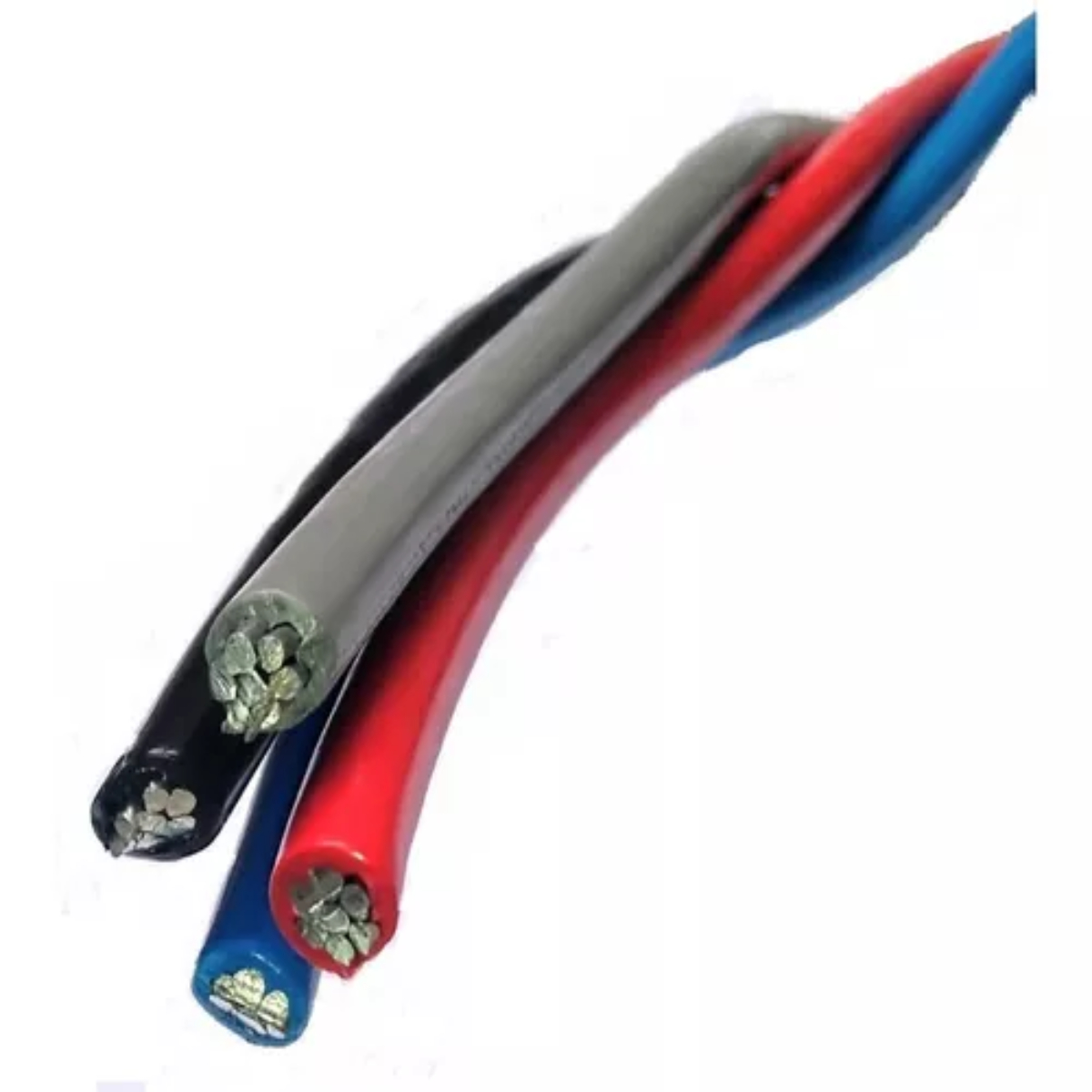 Cabo Multiplexado de Alumínio 4 x 16 mm² Preto, Cinza, Vermelho e Azul Elétrica Bichuette por Metro