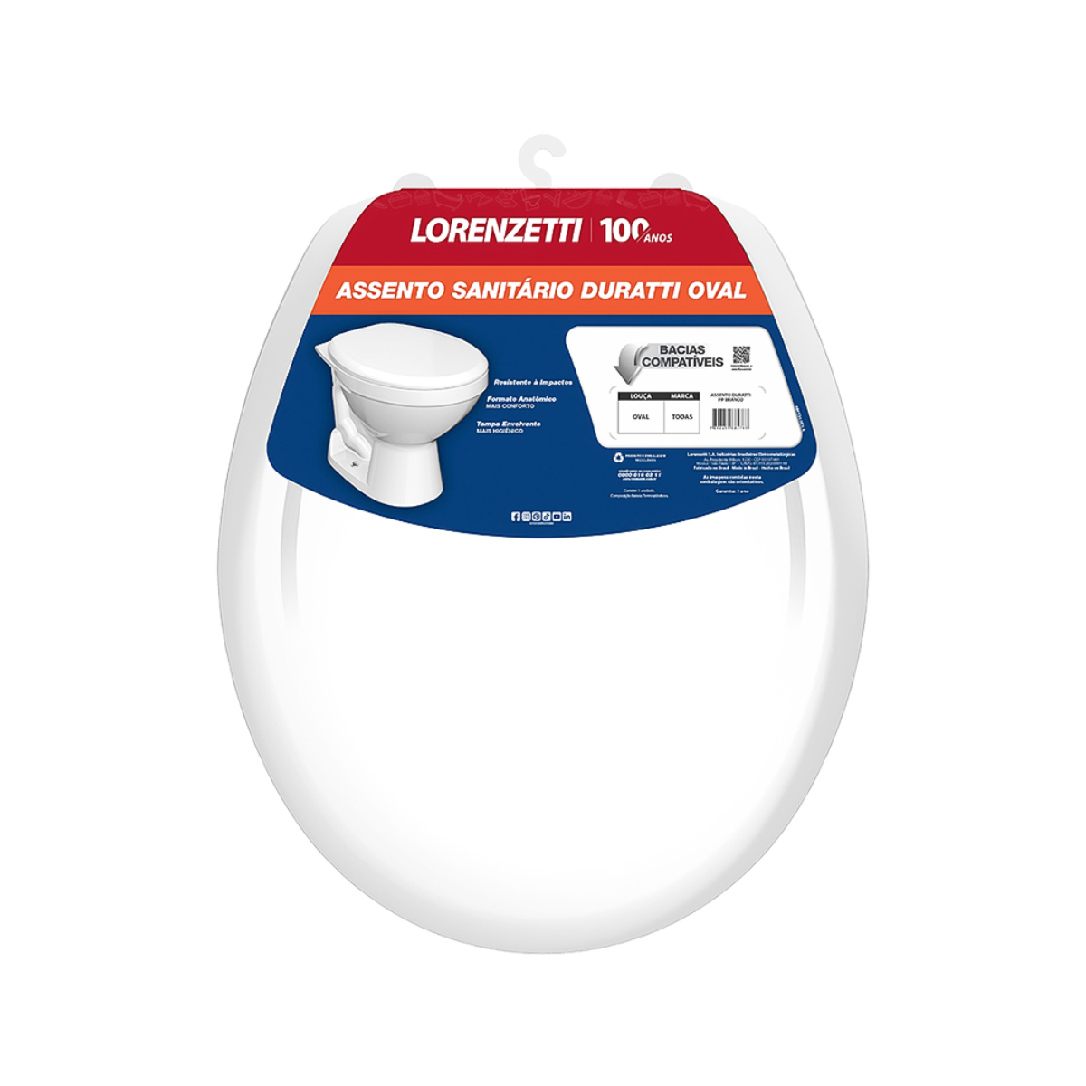 Assento Sanitario Almofadado Oval Branco Lorenzetti 7150111