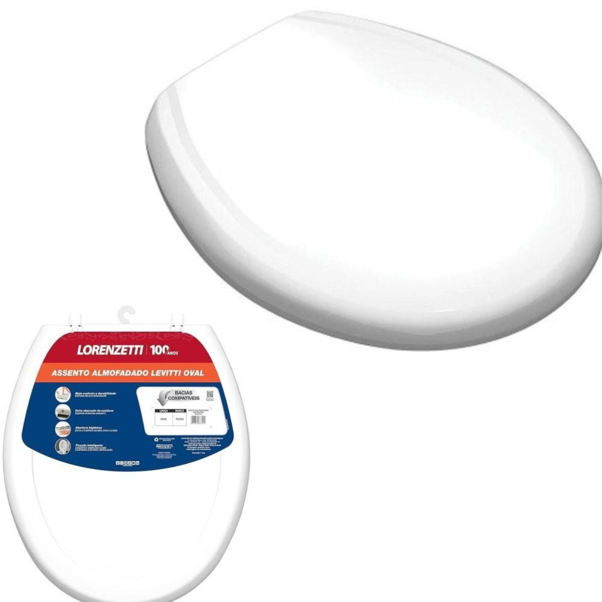 Assento Sanitario Almofadado Oval Branco Lorenzetti 7150111
