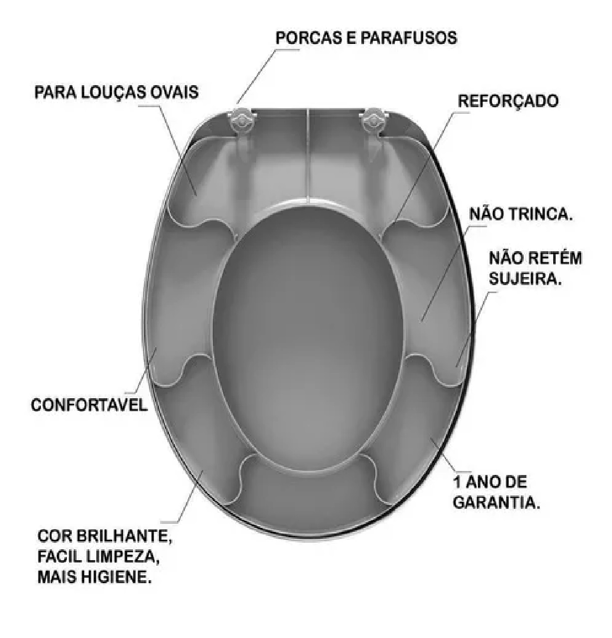 Tampa Vaso Assento Sanitario Universal Duratti Cinza Lorenzetti