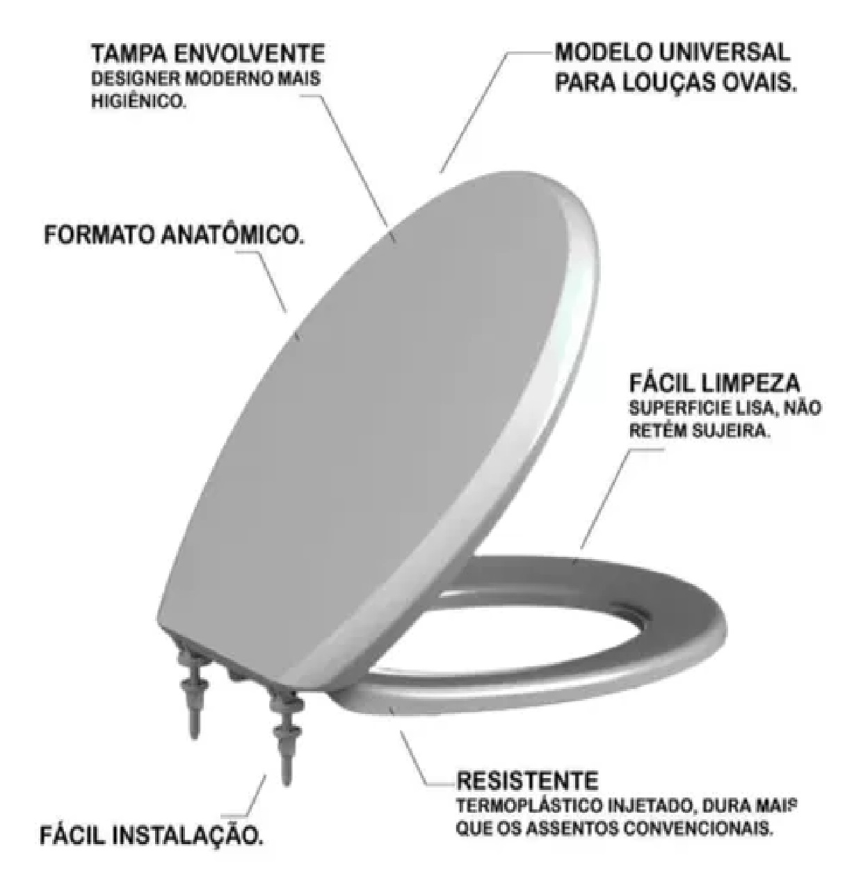 Tampa Vaso Assento Sanitario Universal Duratti Cinza Lorenzetti