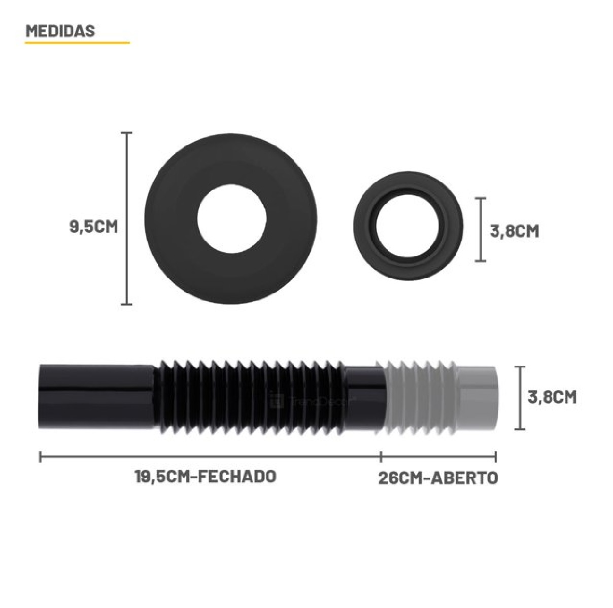 Tubo de Ligação Ajustável Black para Vaso Sanitário DN 38 x 26 cm Blukit 290419