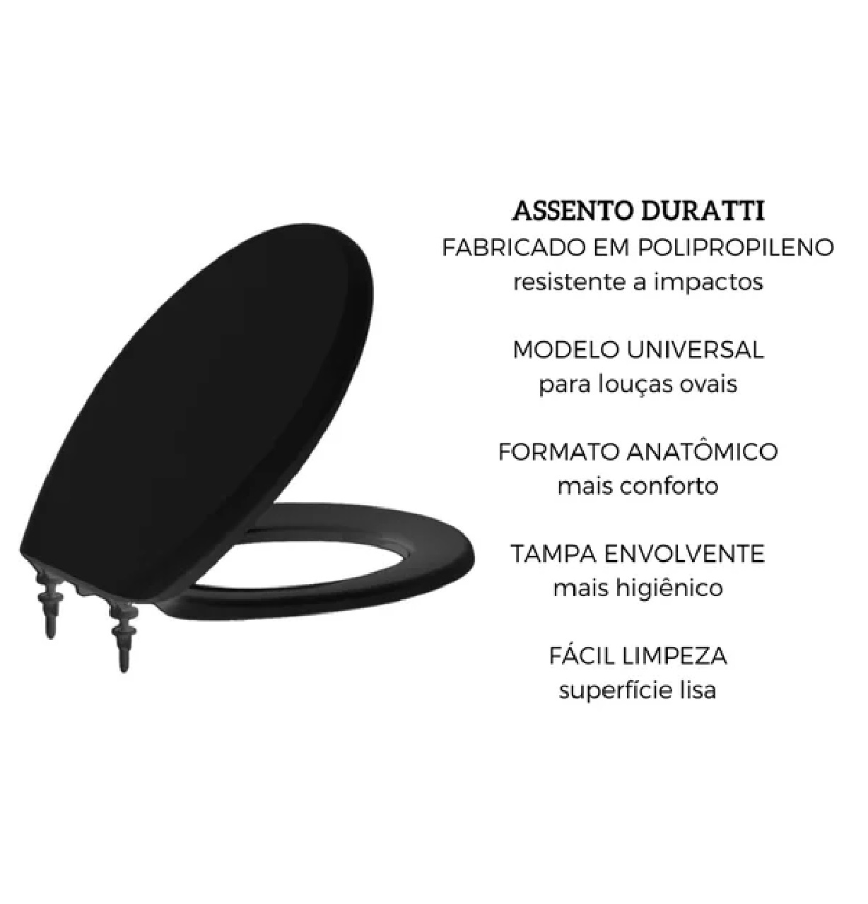 Tampa Vaso Assento Sanitario Universal Duratti Preto Lorenzetti