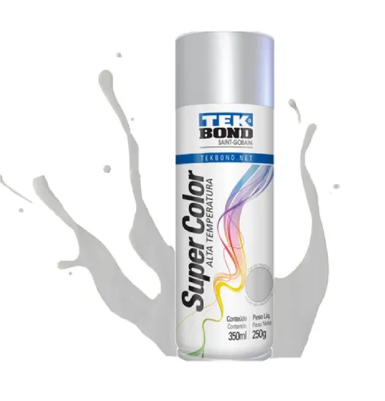 Tinta Spray Alta Temperatura 350 ml Alumínio Tekbond
