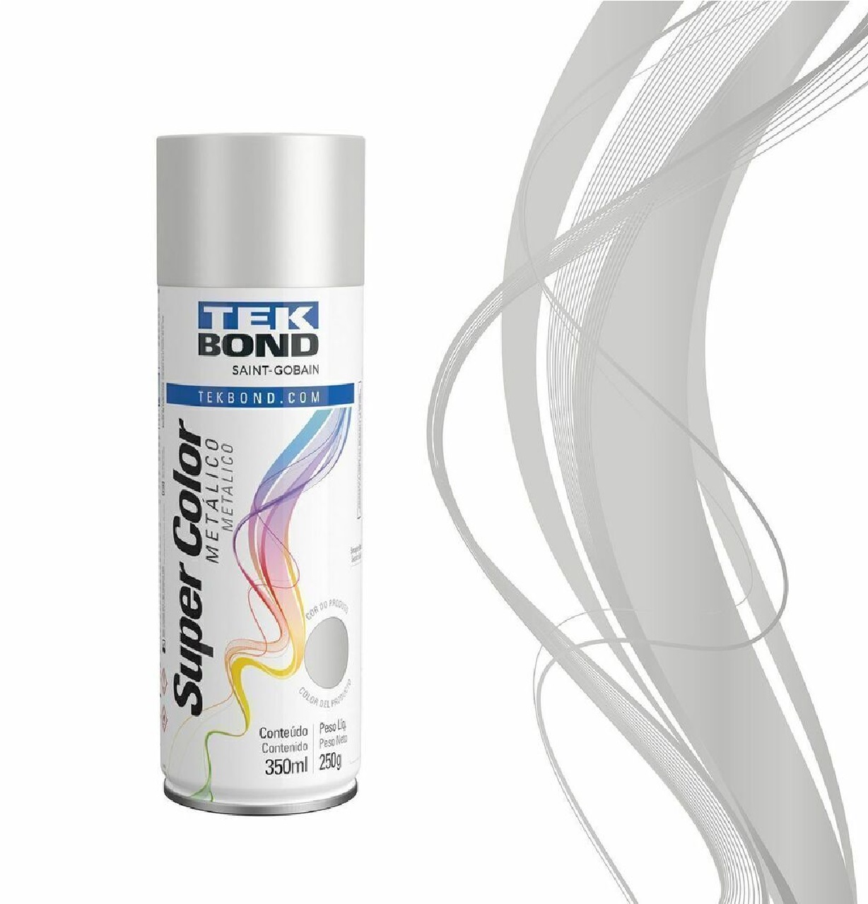 Tinta Spray Alta Temperatura 350 ml Alumínio Tekbond