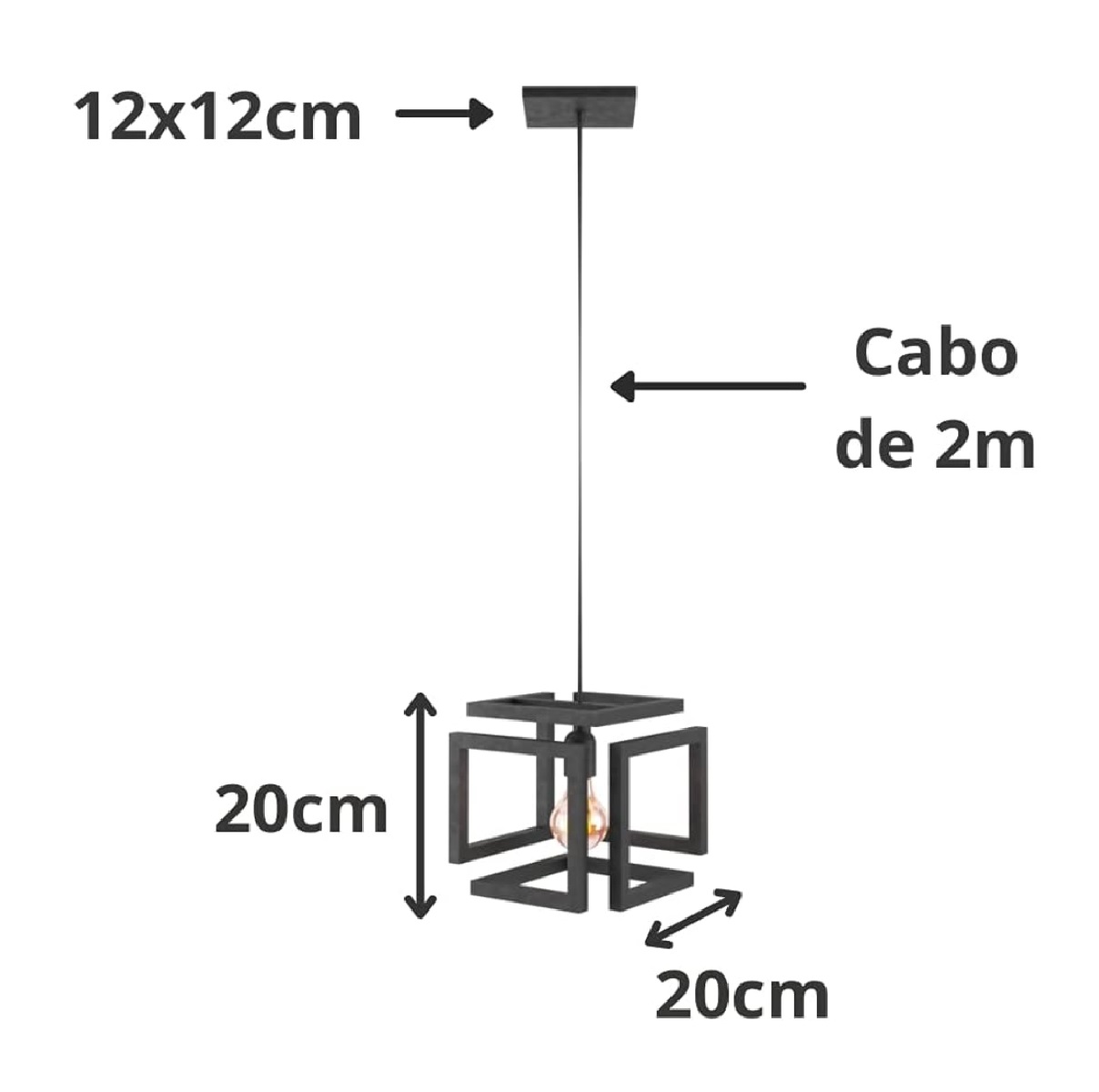 Pendente Luminária Teto Infinity Preto Illuminei