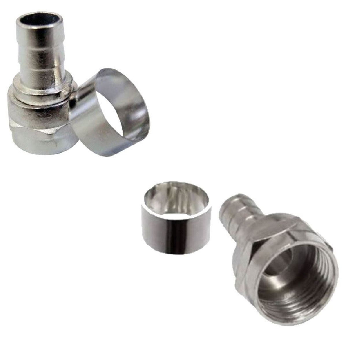 Conector Encaixe Com Anel Para Cabo Coaxial RG59 Elétrica Bichuette