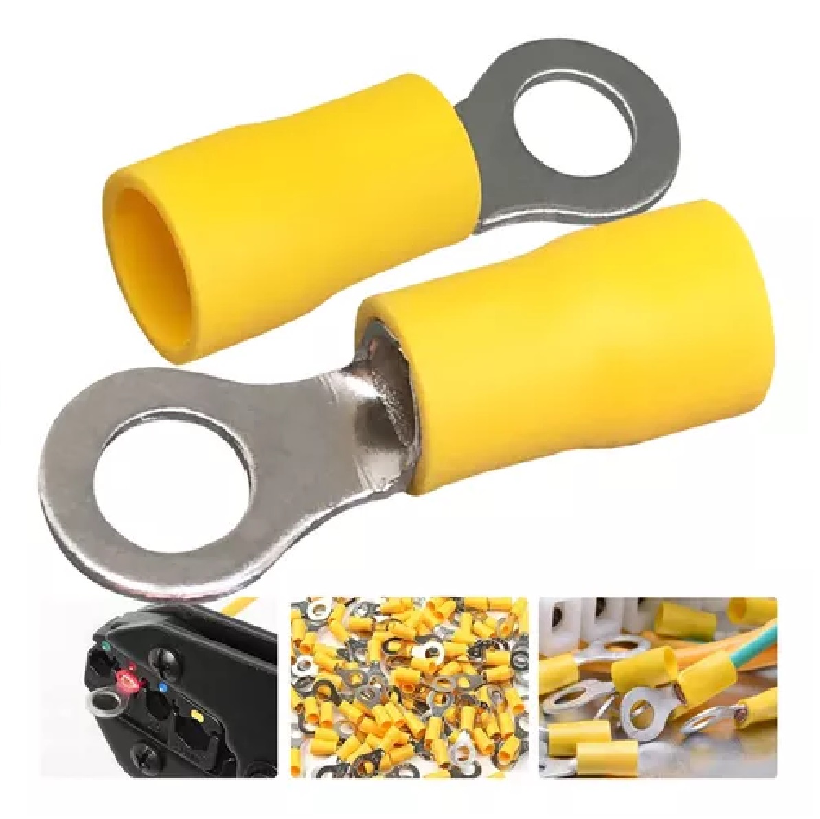 Terminal Argola Pré-Isolado para Cabo 4 a 6 mm² com Furo 1/4 pol. Amarelo Lukma