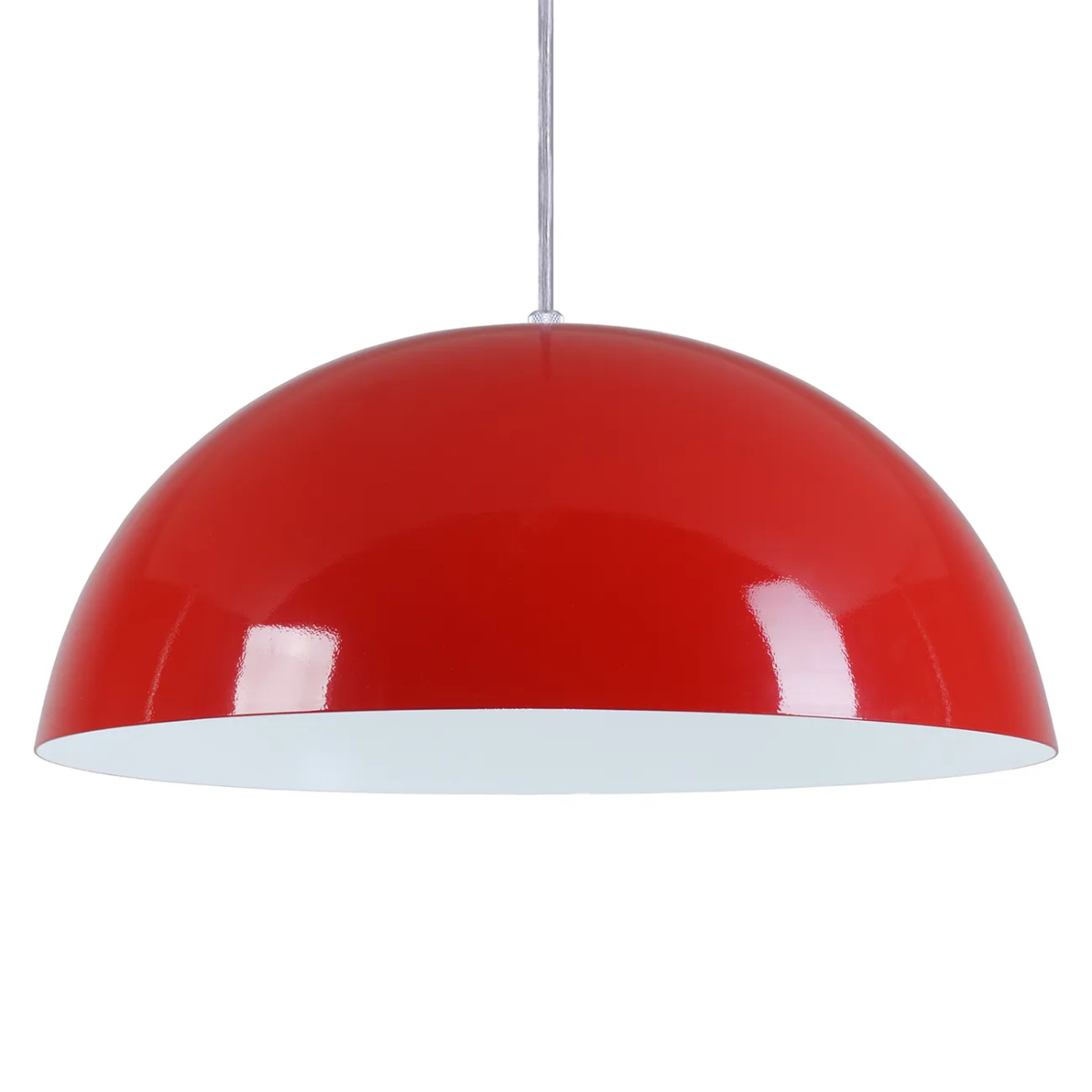 Luminária Pendente Cúpula Redonda em Alumínio 29 cm para 1 Lâmpada E27 Vermelho 88331040 Blumenau Iluminação