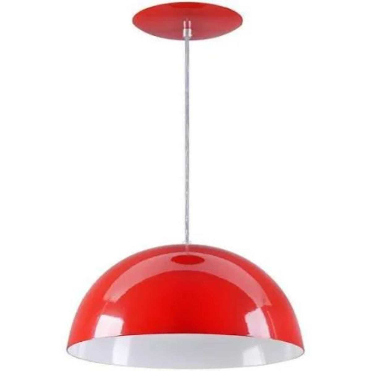 Luminária Pendente Cúpula Redonda em Alumínio 29 cm para 1 Lâmpada E27 Vermelho 88331040 Blumenau Iluminação