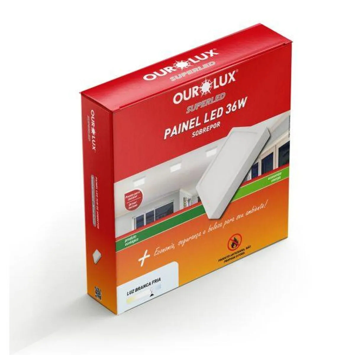 Painel Quadrado Sobrepor 36 W LED Bivolt 6500 K 03211 Ourolux