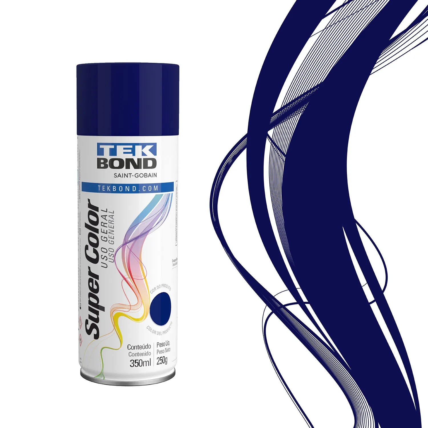 Tinta Spray Uso Geral 350 ml Azul-Escuro Tekbond