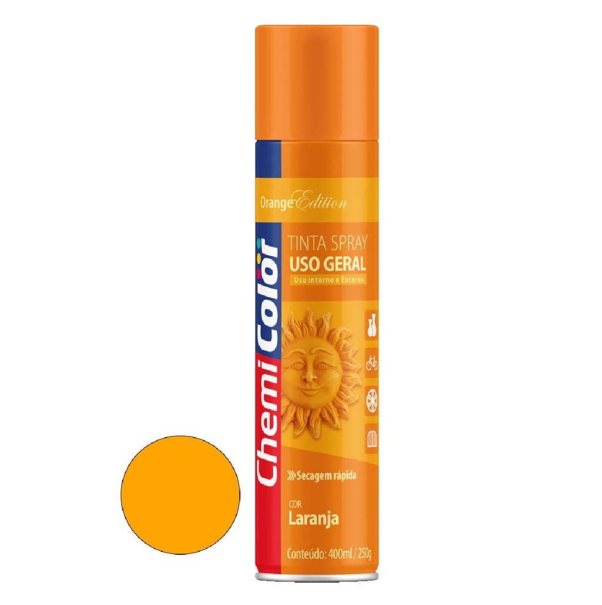Tinta Spray Laranja Luminosa 400 Ml Uso Geral Chemicolor