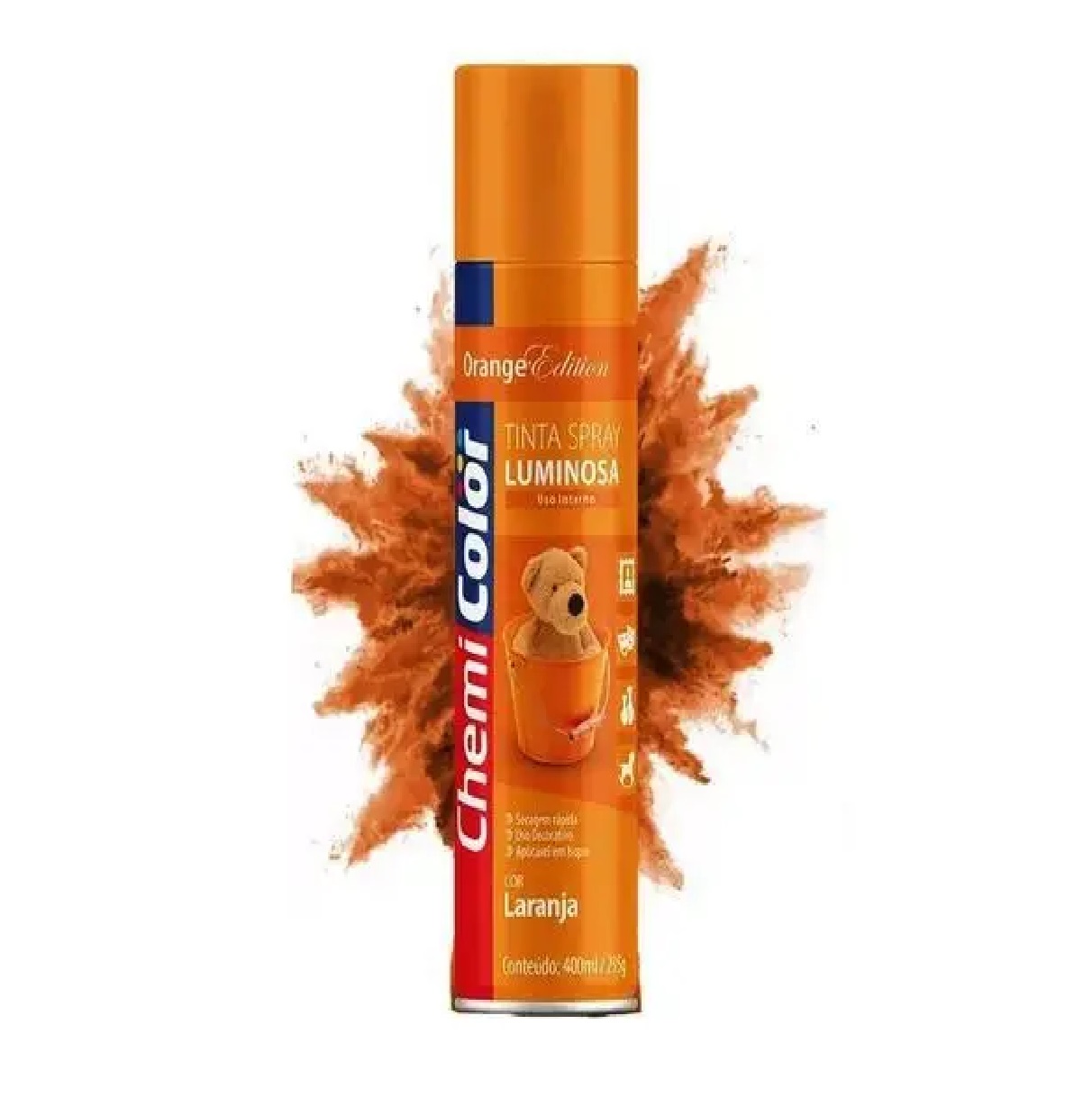 Tinta Spray Laranja Luminosa 400 Ml Uso Geral Chemicolor