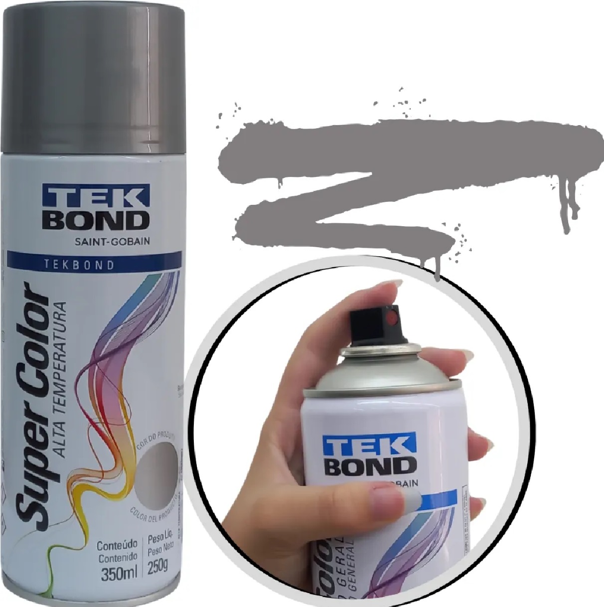 Tinta Spray Metalico Aluminio 350 Ml Uso Geral Tekbond