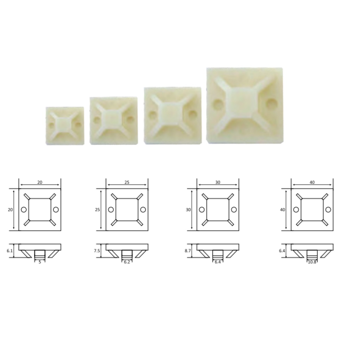 Suporte Fixador Autoadesivo 30 x 30 mm Transparente 29010 Lukma