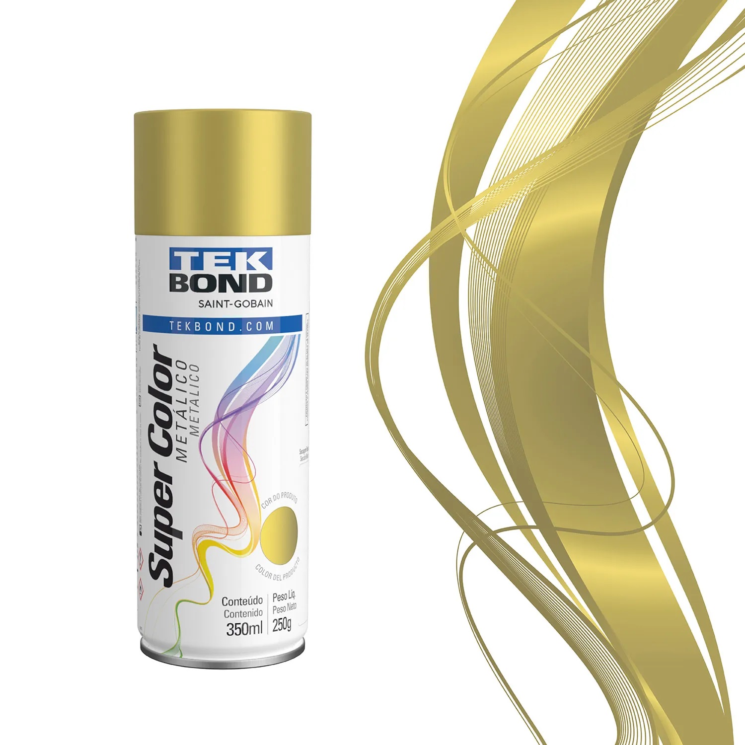 Tinta Spray Metalico Ouro 350 Ml Uso Geral Tekbond