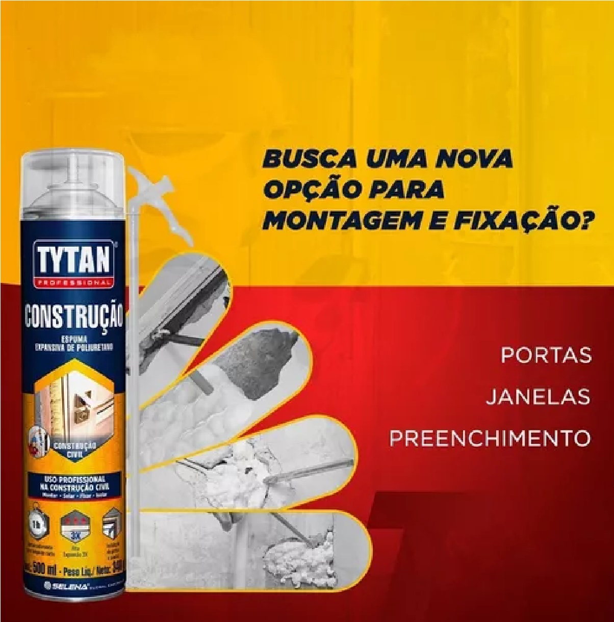 Espuma Expansiva de Poliuretano 500 ml 340 g Tytan