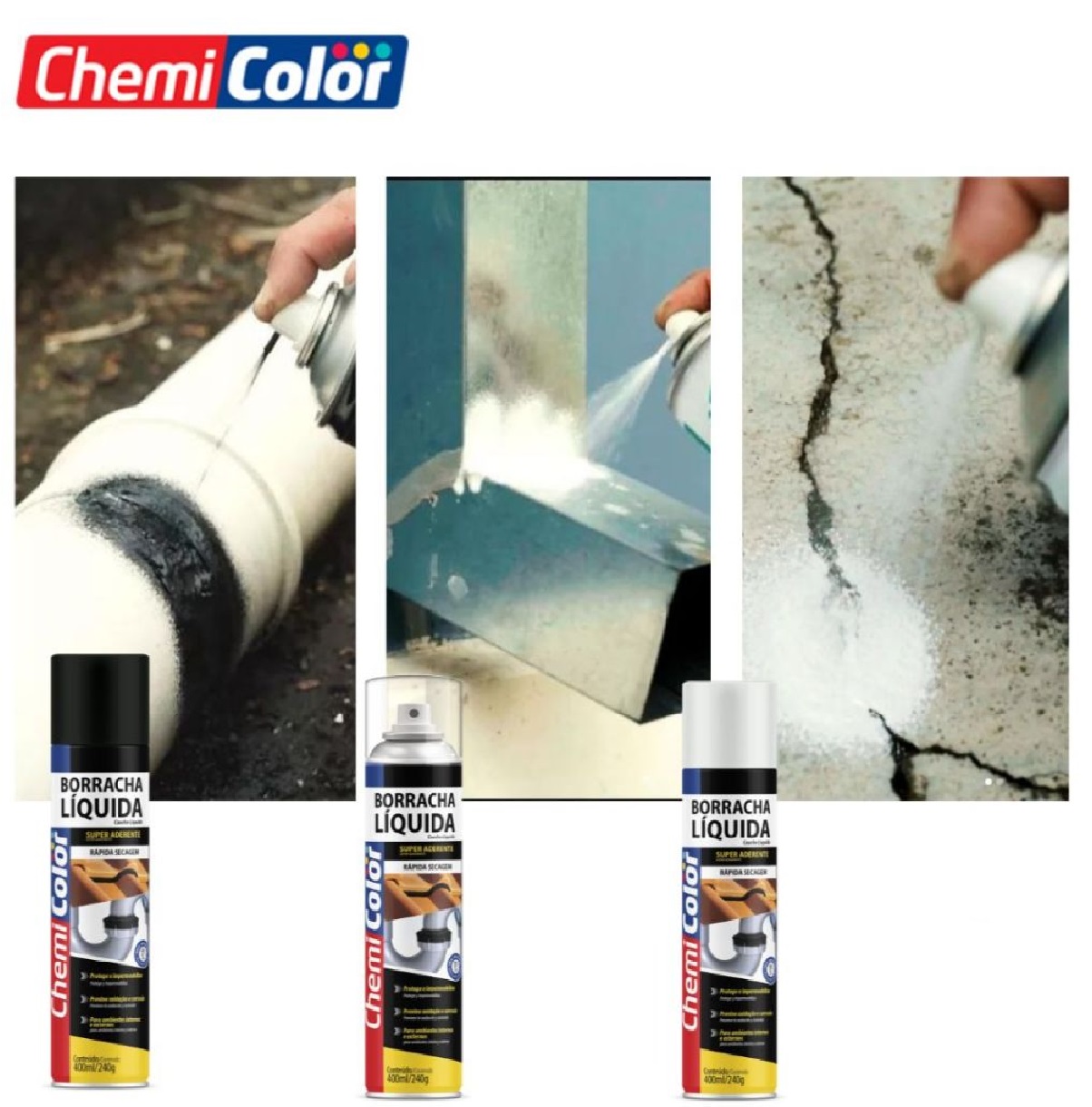 Borracha Líquida em Spray 400 ml 240 g Branca Chemicolor