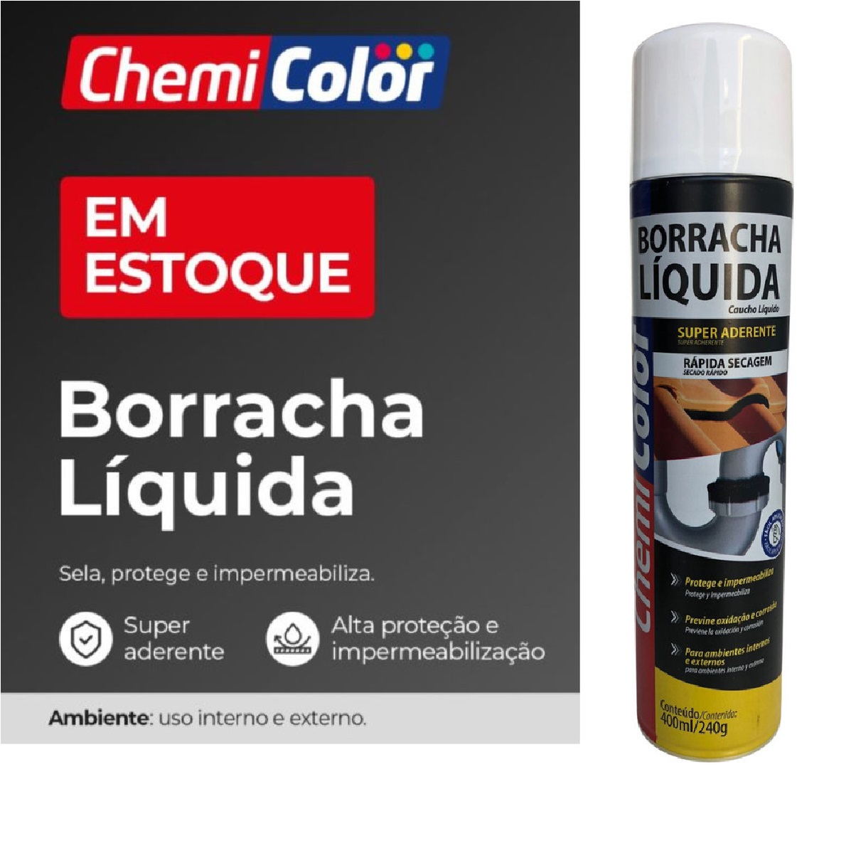 Spray Borracha Líquida Transparente 400 Ml 240g Chemicolor