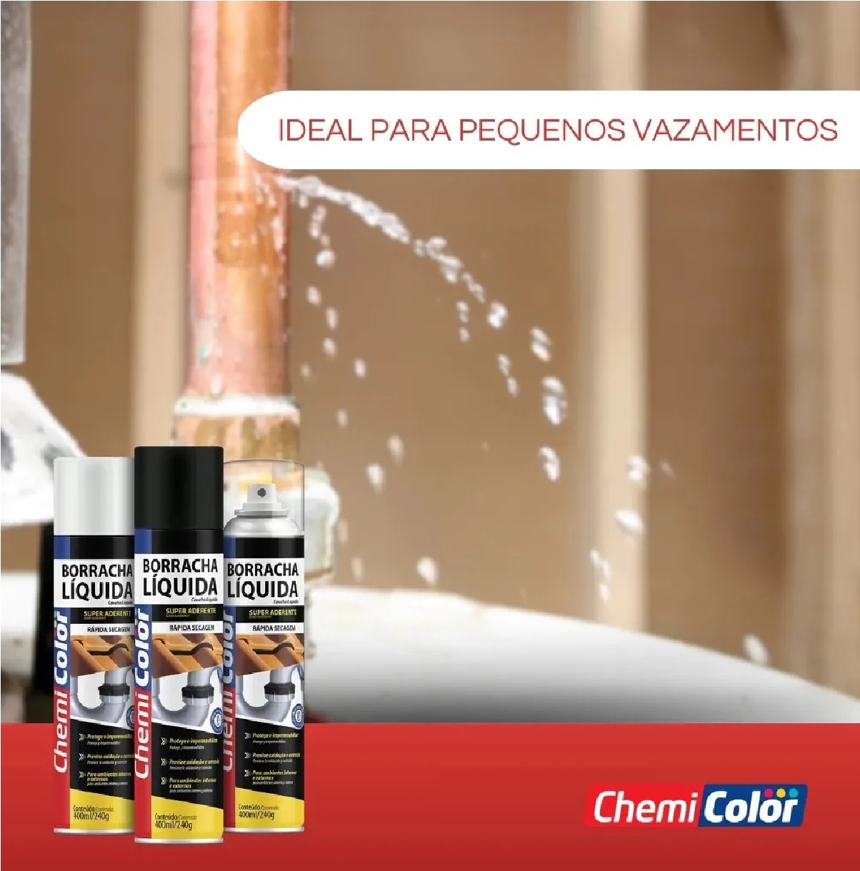Spray Borracha Líquida Transparente 400 Ml 240g Chemicolor