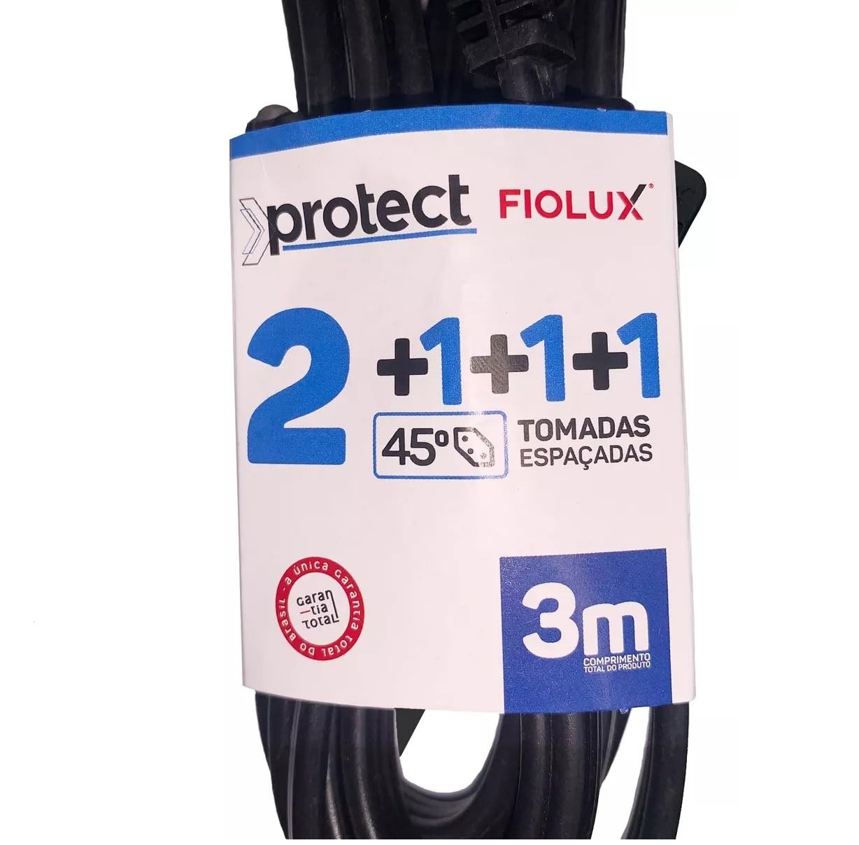 Filtro Linha Protect 2+3 Tomadas Espacadas Preto 20301032111 Fiolux