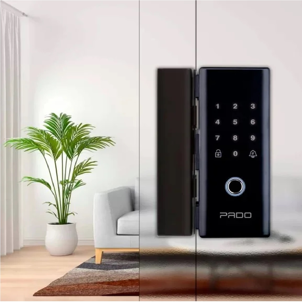 Fechadura Digital Biométrica para Porta de Vidro FDV 200 Pado