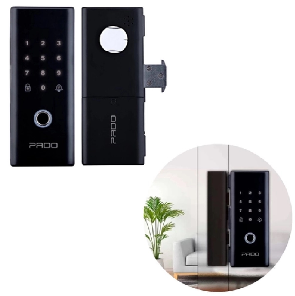 Fechadura Digital Biométrica para Porta de Vidro FDV 200 Pado
