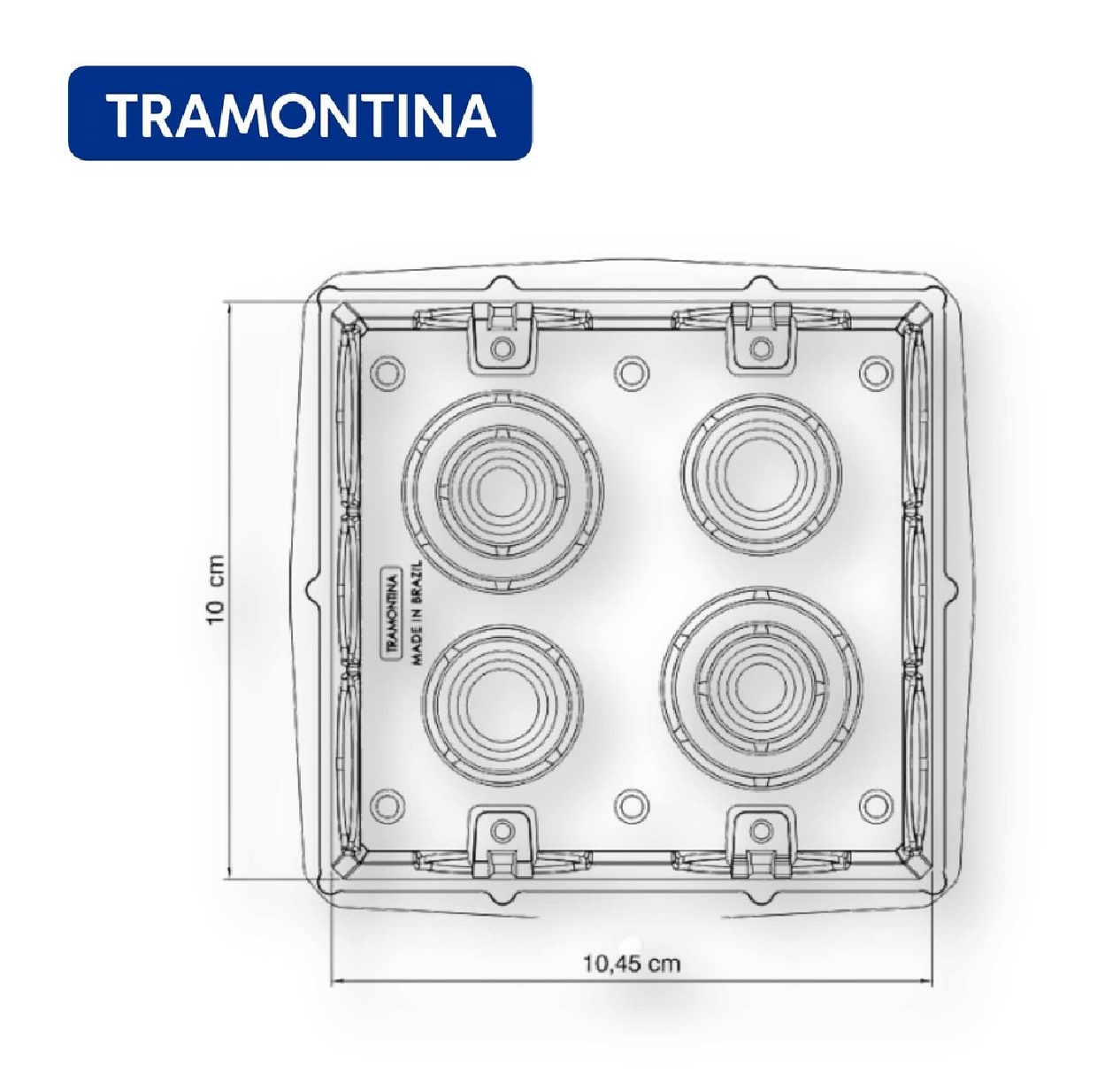 Caixa de Luz de Embutir 4 x 4 em PVC para Alvenaria Amarela Antichama Tramontina