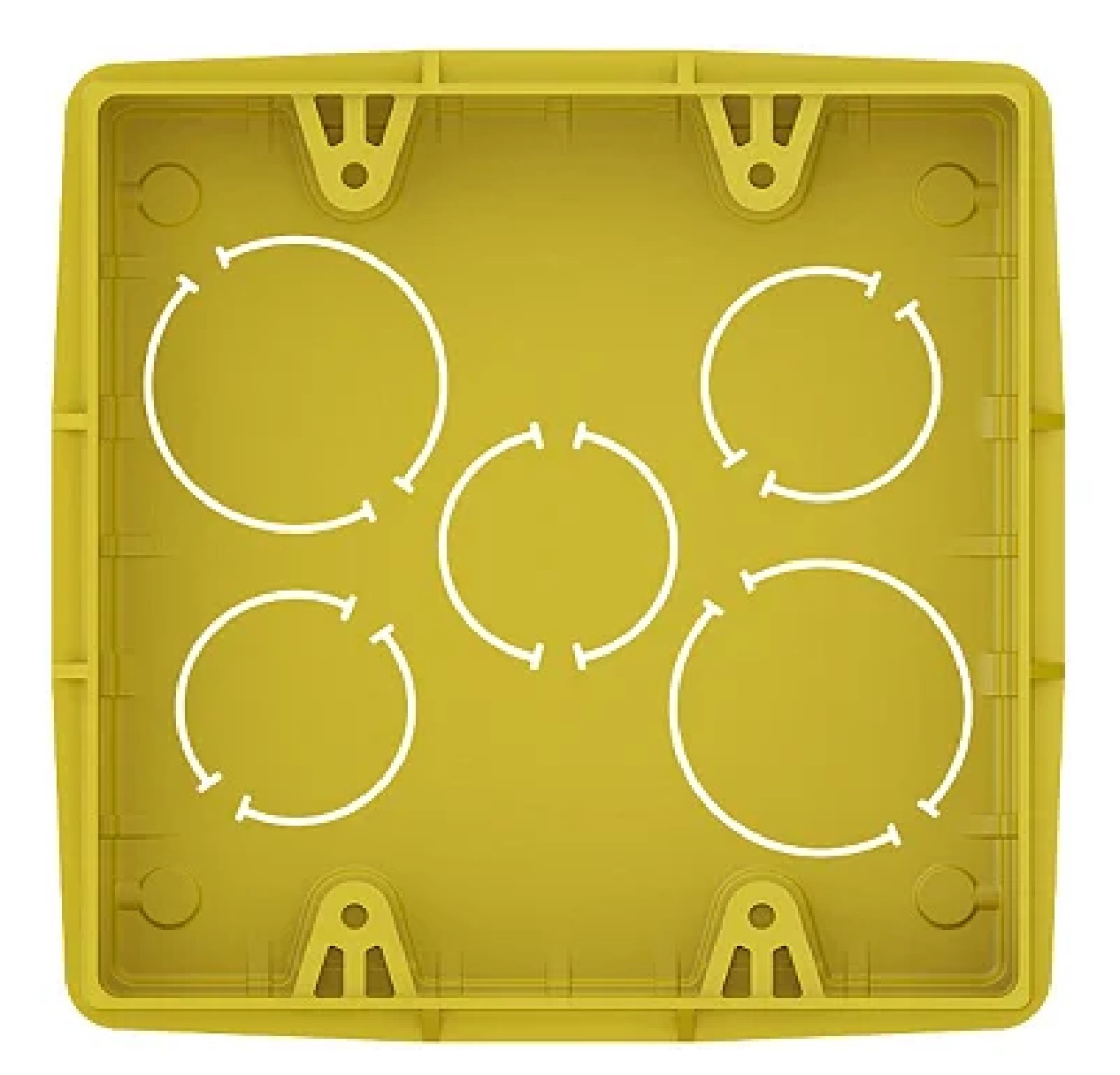 Caixa de Luz de Embutir 4 x 4 em PVC para Alvenaria Amarela Antichama Tramontina