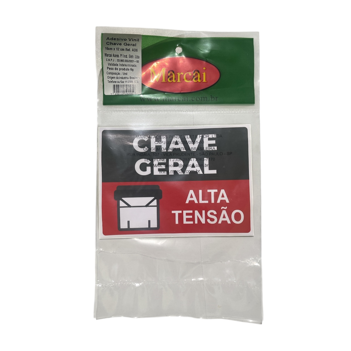 Adesivo de Sinalização “Chave Geral” 16 x 12 cm AD6 Marcai