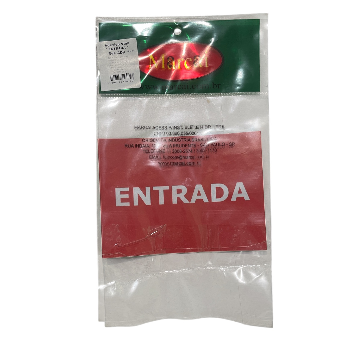 Adesivo de Sinalização “Entrada” 16 x 12 cm AD9 Marcai