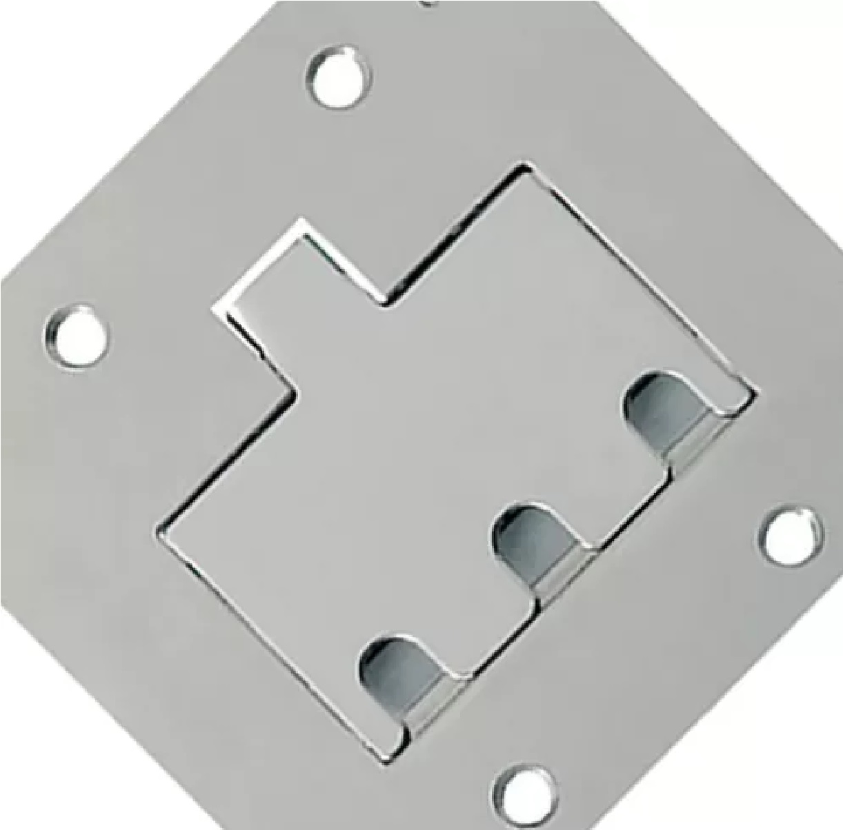 Espelho Placa Para Piso Alumínio 4x4 Para 3 RJ Unha Prateado Elétrica Bichuette