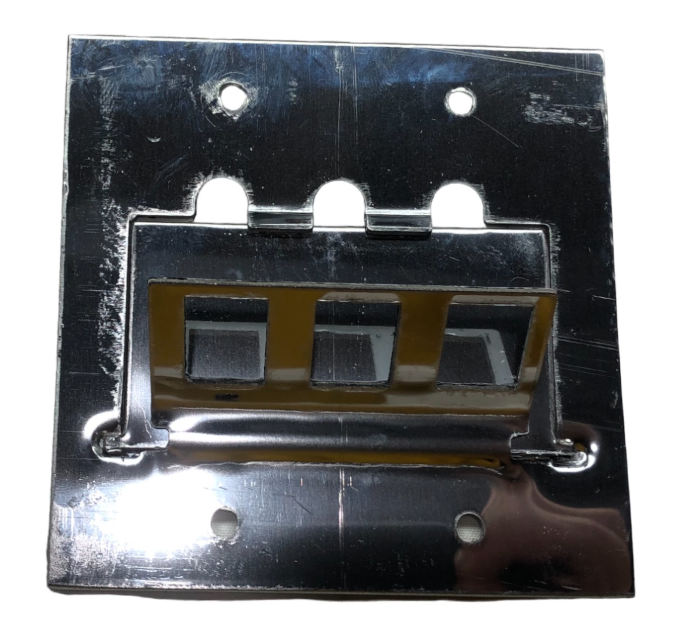 Espelho Placa Para Piso Alumínio 4x4 Para 3 RJ Unha Prateado Elétrica Bichuette