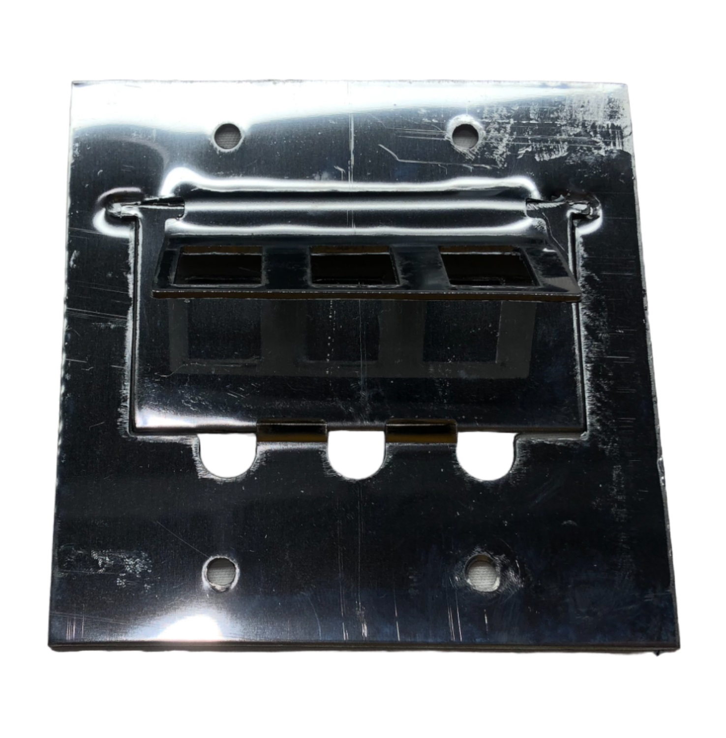 Espelho Placa Para Piso Alumínio 4x4 Para 3 RJ Unha Prateado Elétrica Bichuette