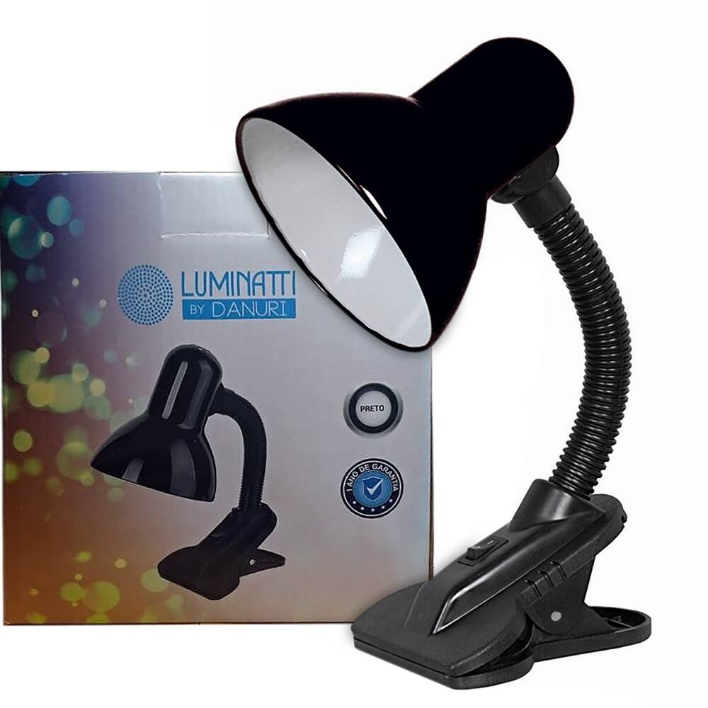 Luminária de Mesa Viking com Clip Preto Bivolt LM1210 Luminatti
