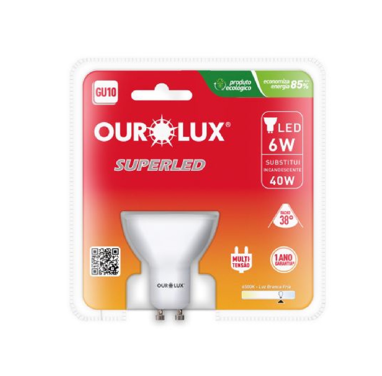 Lâmpada Dicroica MR16 LED 6 W Bivolt GU10 6500 K 20080 Ourolux