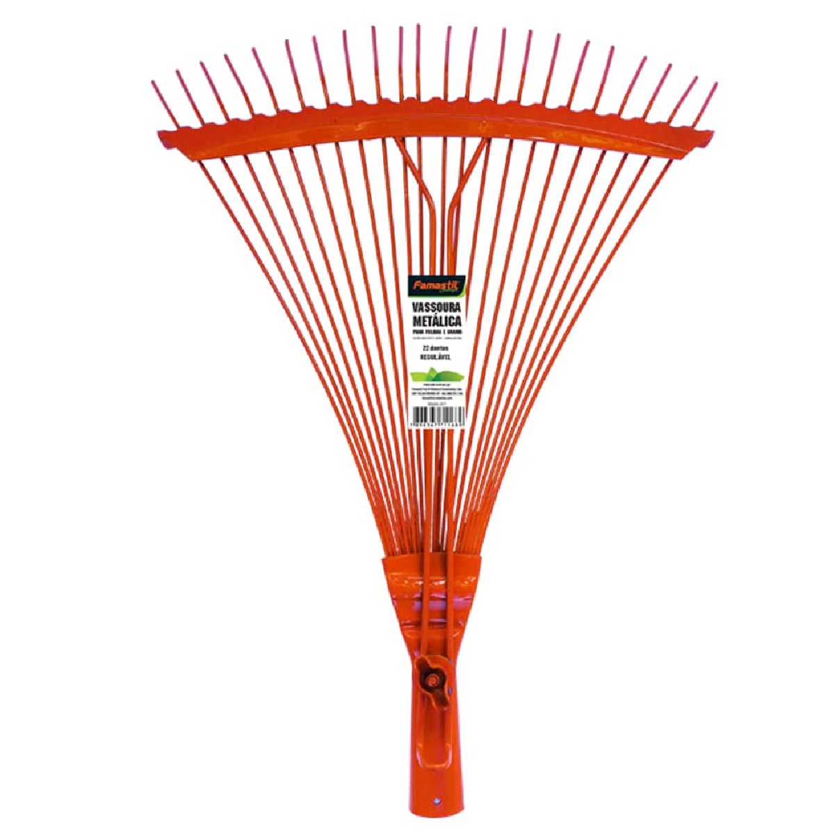 Vassoura Plástica para Jardim 26 Dentes com Cabo Laranja F80.10 Foxlux