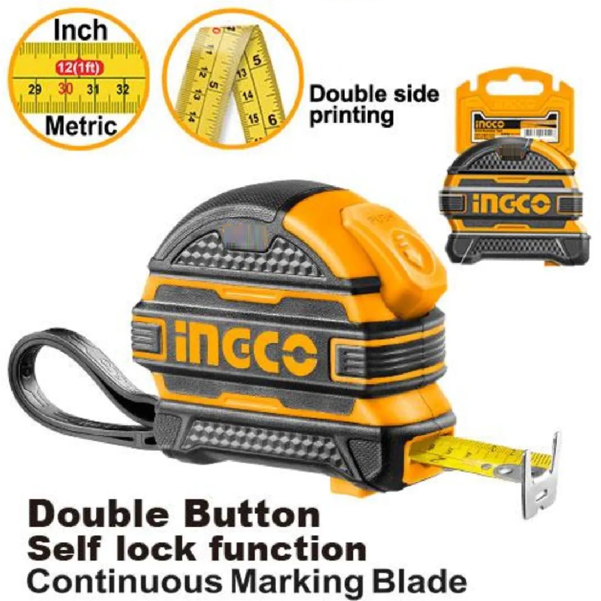 Trena Emborrachada 5 m x 19 mm com Botão de Trava HSMT39519 INGCO