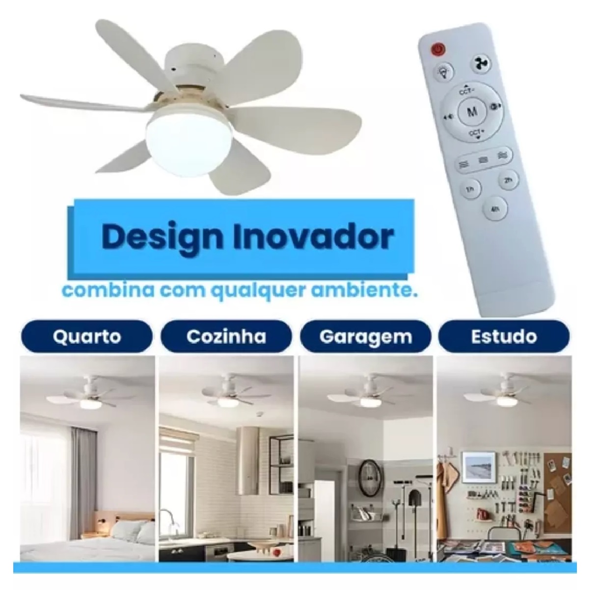 Luminária Ventilador de Teto LED 520 mm 45 W Bivolt E27 7998 Galaxy LED