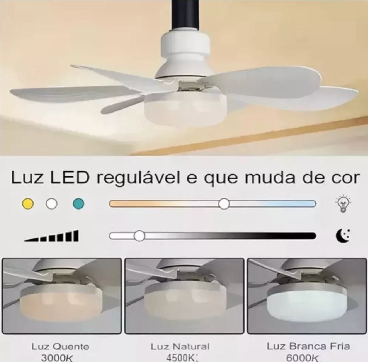 Luminária Ventilador de Teto LED 520 mm 45 W Bivolt E27 7998 Galaxy LED