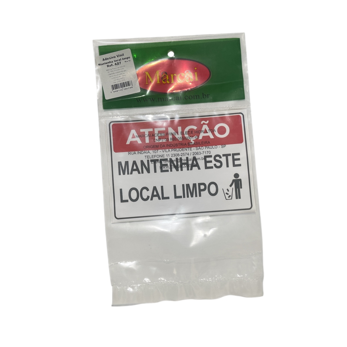 Adesivo de Sinalização “Mantenha Este Local Limpo” 16 x 12 cm AD7 Marcai
