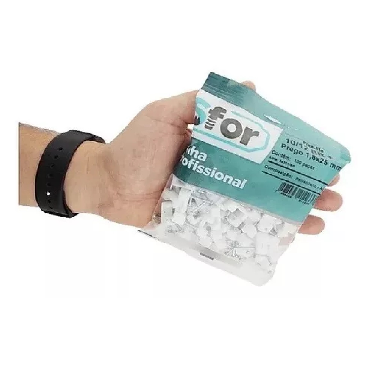 Grampo Fixa Fio 10/12 2,50/4,00 Mm Branca Com Prego Cartela Com 20pcs Ref 200 IV Plast